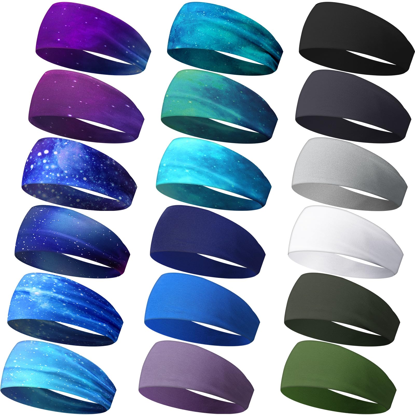 Wavyknot 18 Pcs Sports Sweatbands for Men Women Camo Headbands