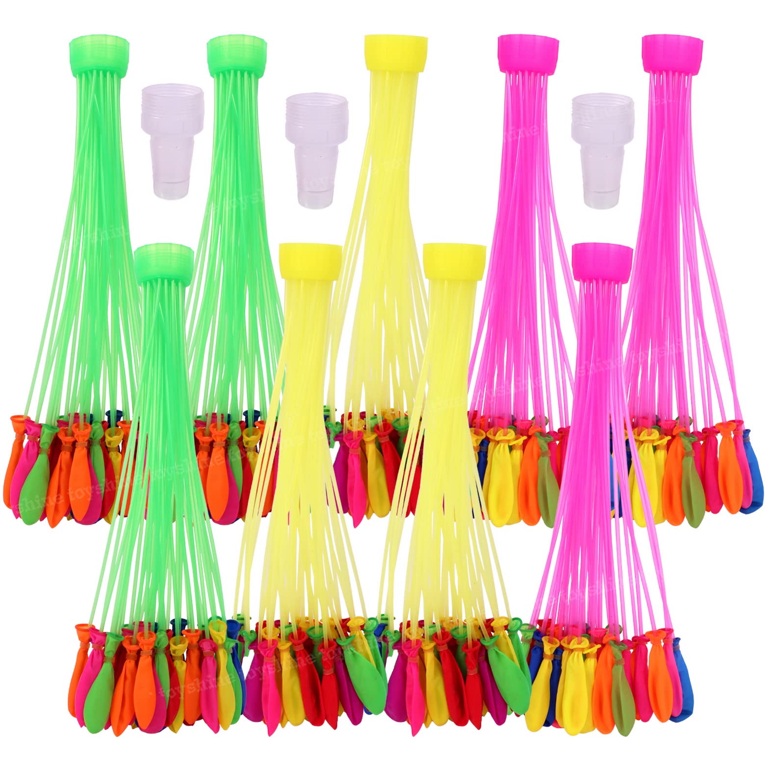 Toyshine Water Balloons Holi for Kids Boys and Girls, Refill Hose, three bunches balloons Games Swimming Pool Outdoor Fun Magic Water Balloons (333 Balloons),multicolor,Rubber,333 piece