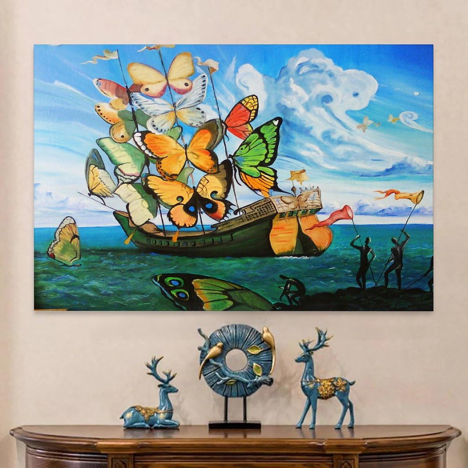 Tableau Sur Toile Le Livre Des Vagues Voilier Salvador Dali - Art Mural Encadré 80x120cm