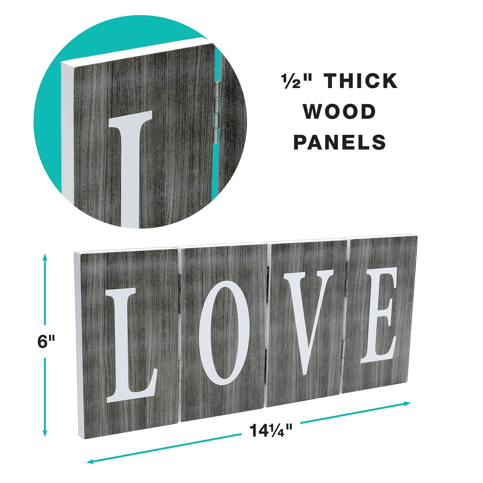 EXCELLO GLOBAL PRODUCTS Señal de acordeón con bisagras gris - Love