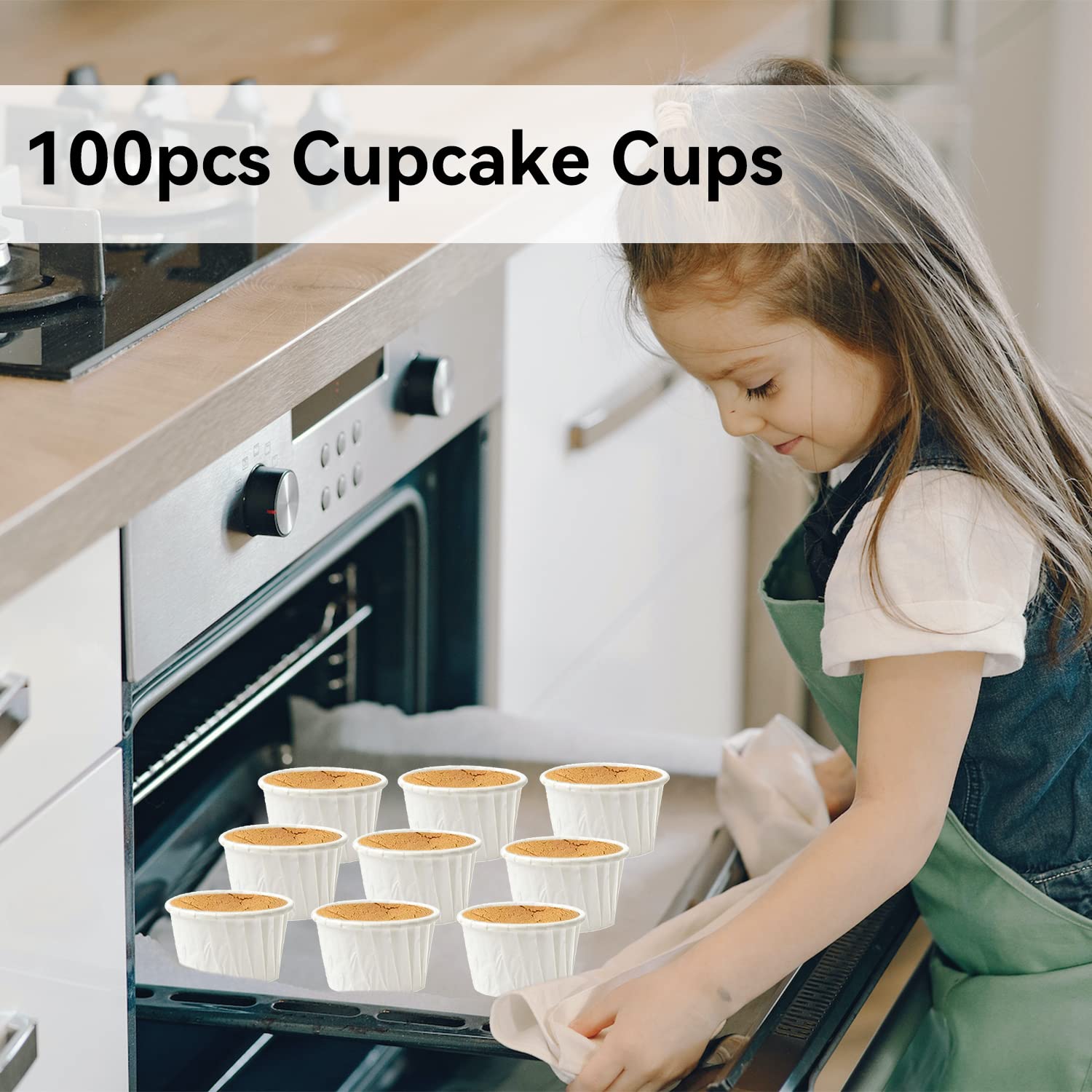 100 Pezzi Pirottini per Cupcake, Mini Pirottini di Carta per Cupcake, Involucro per Muffin di Compleanno, Stampini per Cupcake Fodere per Tazze per Feste e Matrimoni(Bianco)