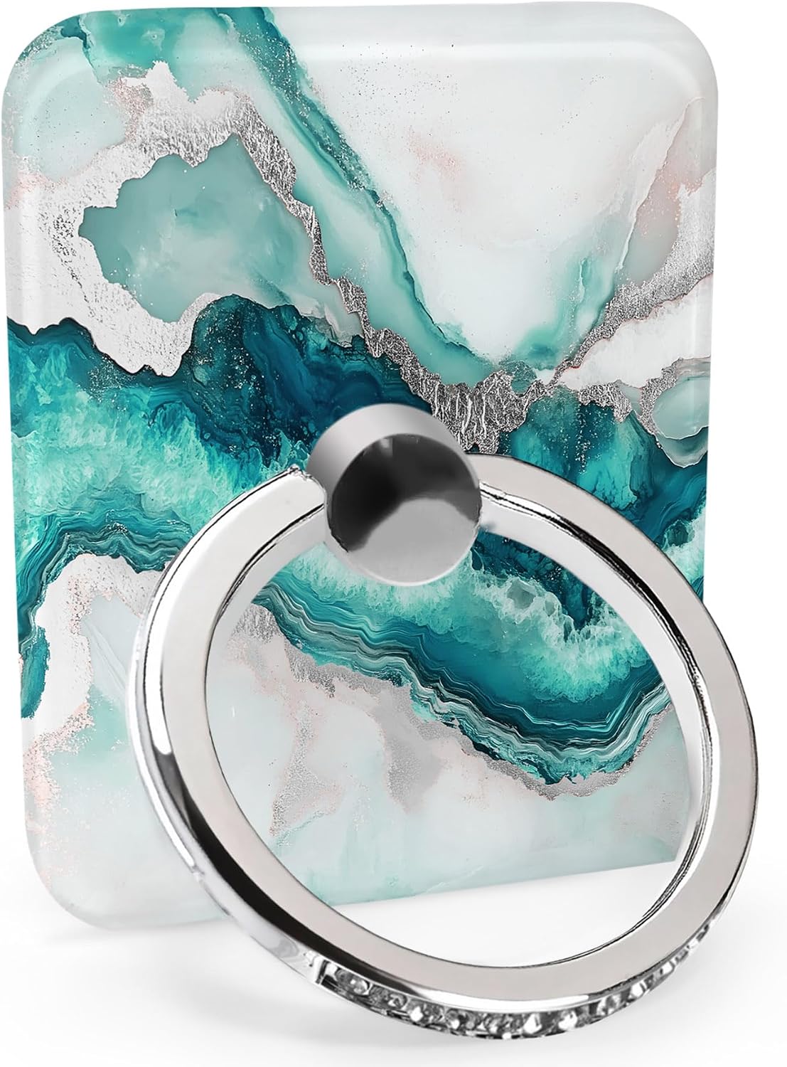 Phone Grip Blue Marble Texture Luxury Abstract Art Phone Ring Holder Finger Grip Kickstand 360° Rotation Compatible with Most Cell Phones, Tablets and Cases, 1Pcs Rectangular