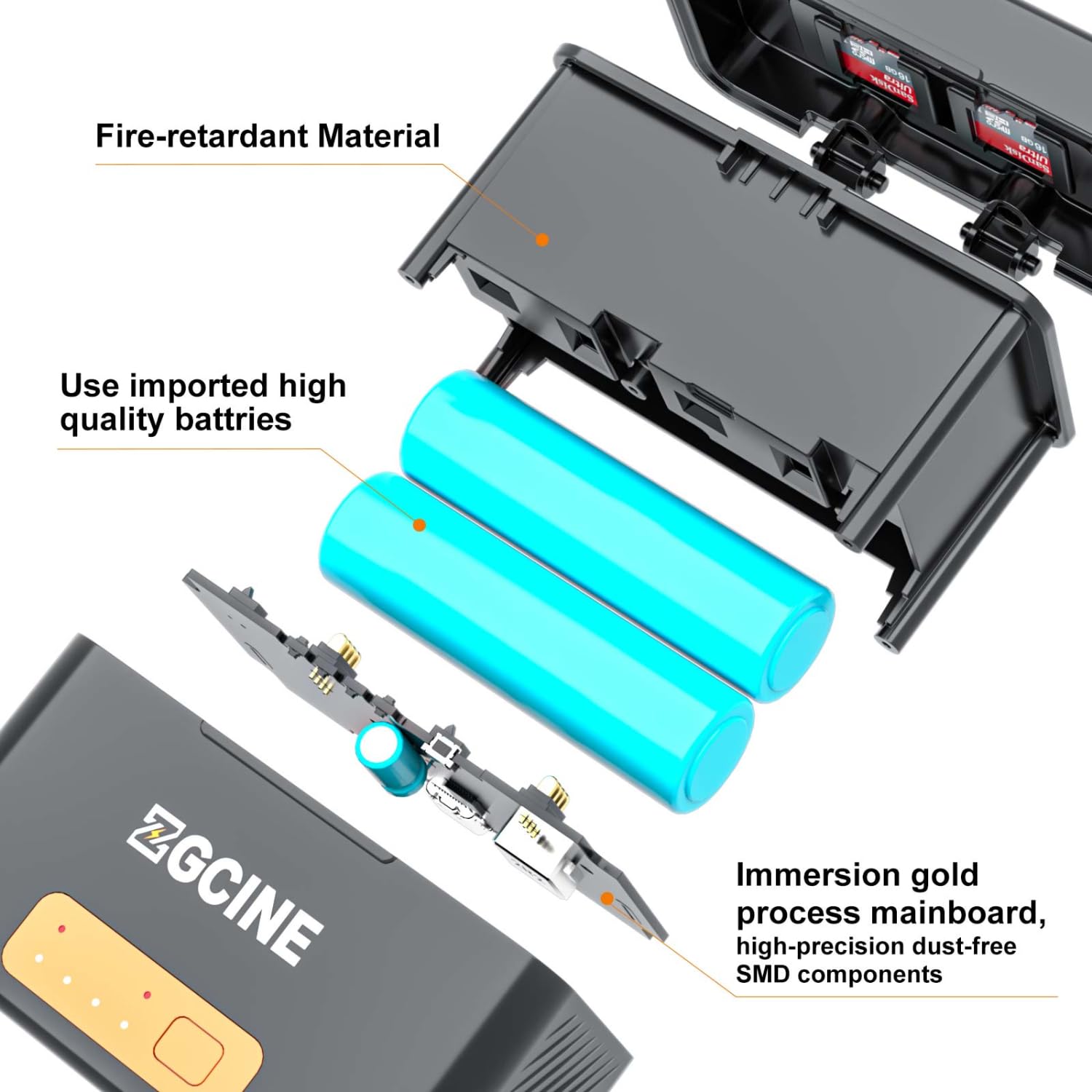 ZGCINE PS-OM1 ładowarka do kamery sportowej, akumulator Osmo Action 3/4/5 Pro/6/360 6400 mAh, ładowarka z funkcją powerbanku, Dual Slot, szybkie ładowanie, USB-C PD Fast Charge, przechowywanie kart TF