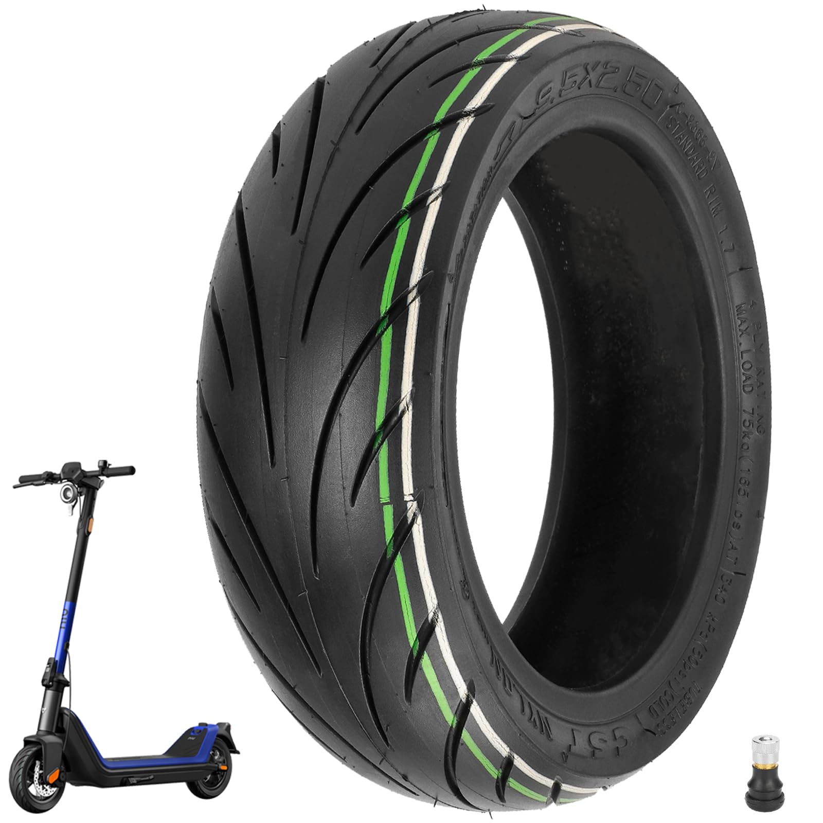 9,5x2,5 Tubeless Reifen für NIU KQi3/KQi3 Pro/KQi3 MAX/KQi3 Sport, 9,5 Zoll Schlauchloser Reifen, Verdickter Verschleißfester Luftreifen Verdickte Ersatzräder (1 Stück)