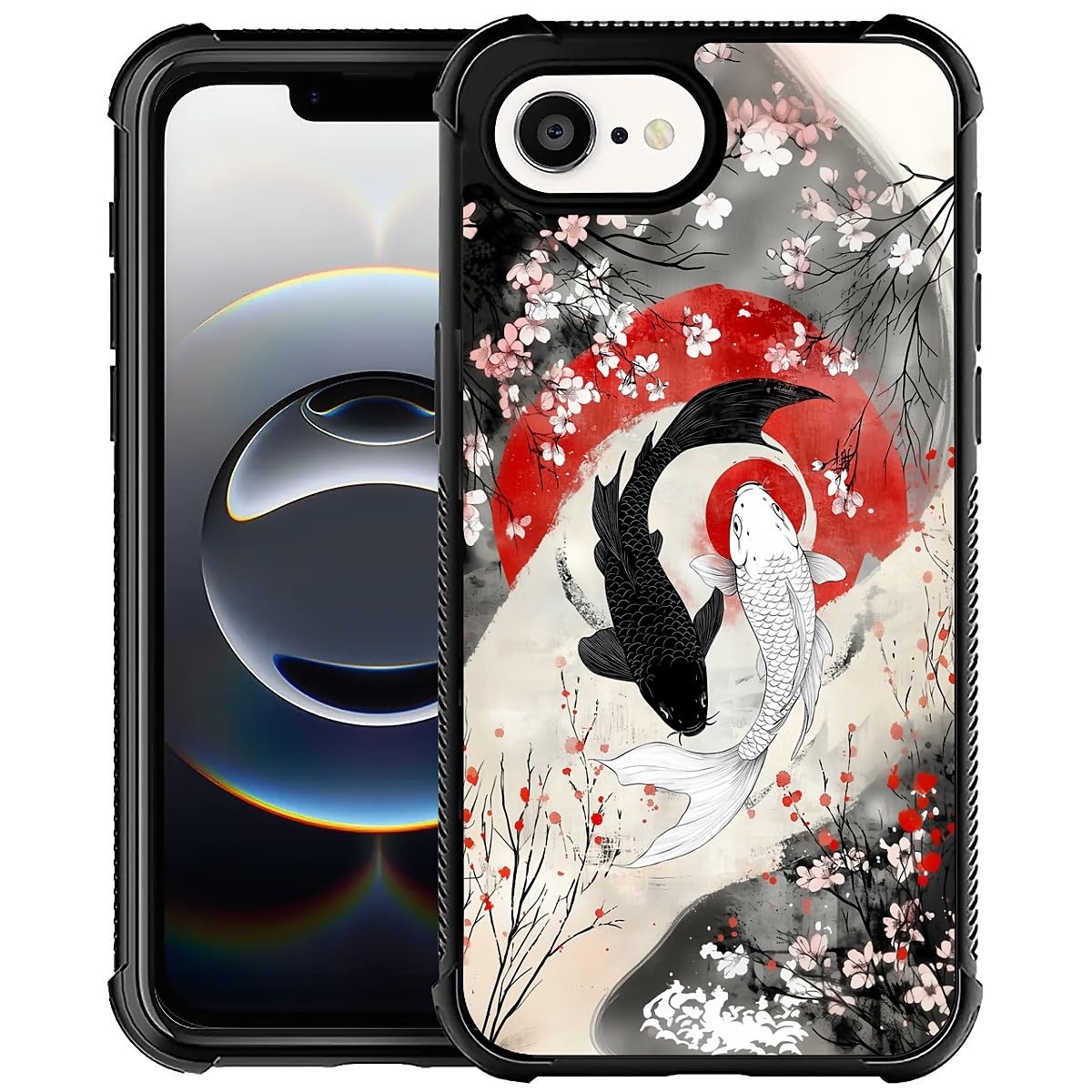 Photo 1 of NONMY for iPhone 16E Case,S TPU Bumper Hard PC Pattern Back Case Japanese Koi Fish