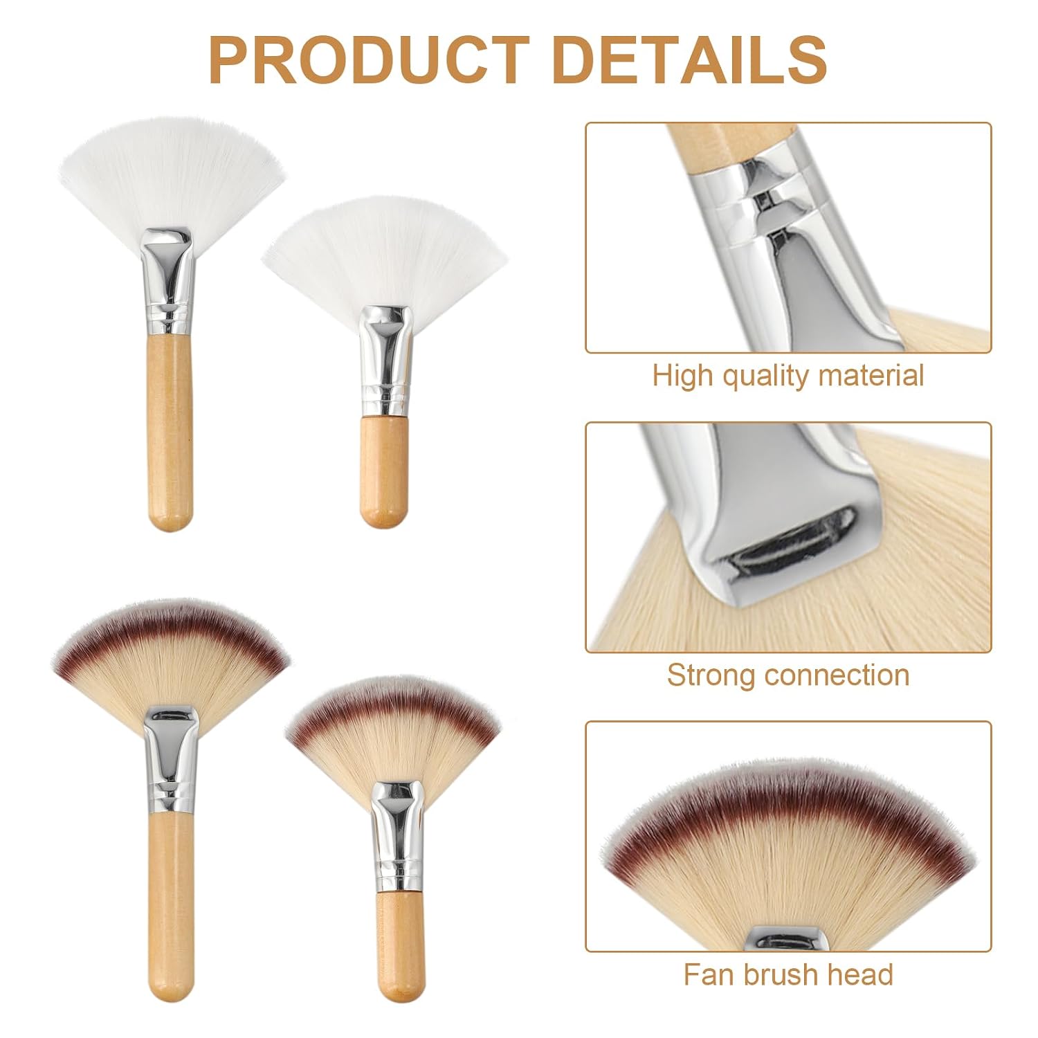 8PCS Fluffy Facial Brushes Esthetician, Fluffy Fan Brush with Long and Short Handle