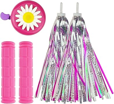 1 Pair Bicycle Bike Handlebar Scooter Streamers,1 Pack Bike Bell and 1 Pair Bicycle Bike Grips