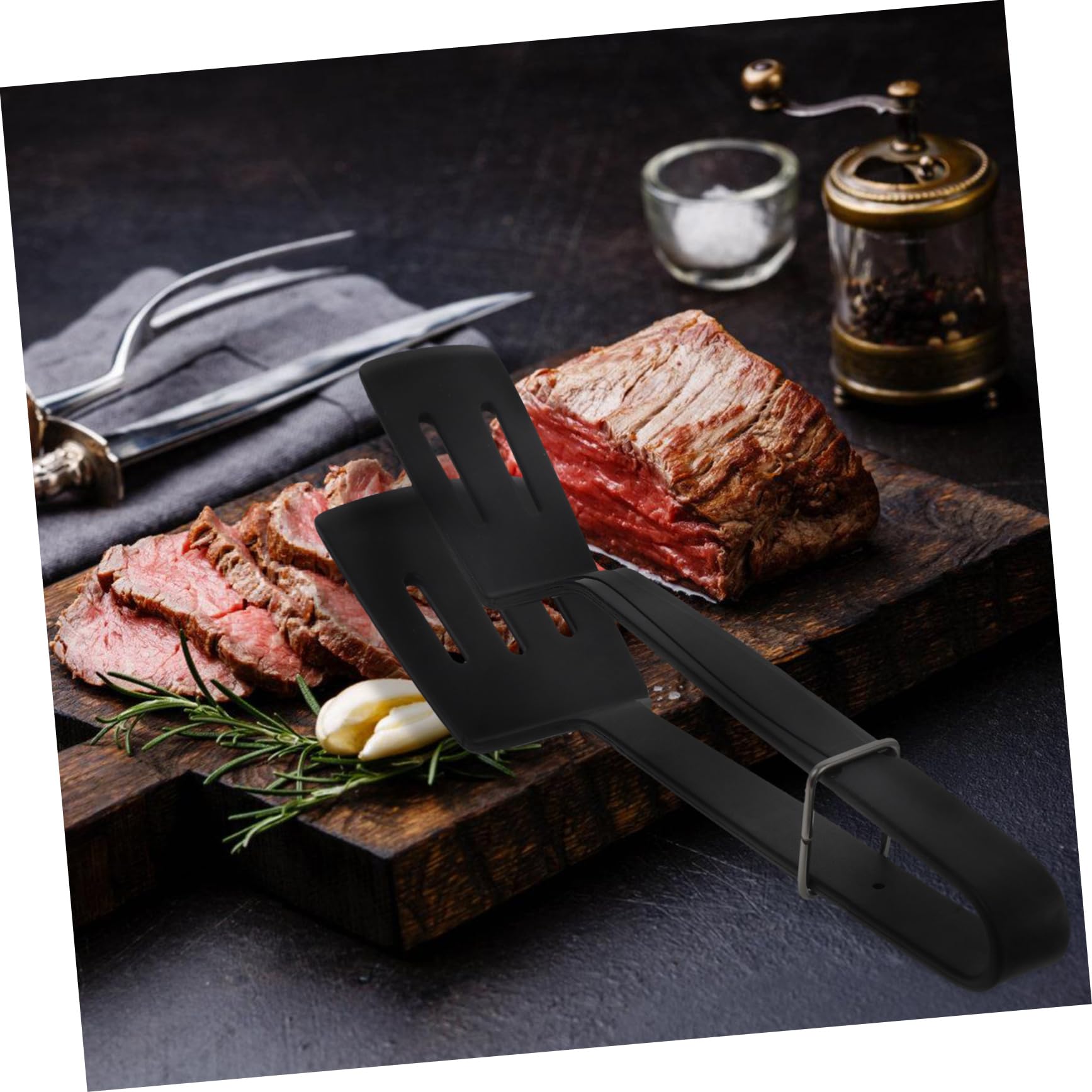 UKCOCO 3 Stück Bratspatel-clip Essenszange Burger-smasher Hibachi-grill Zange Küche Dreher Essensclips Spachtel Steakklemme Küche Unerlässlich Fischspatel Kieselgel Black