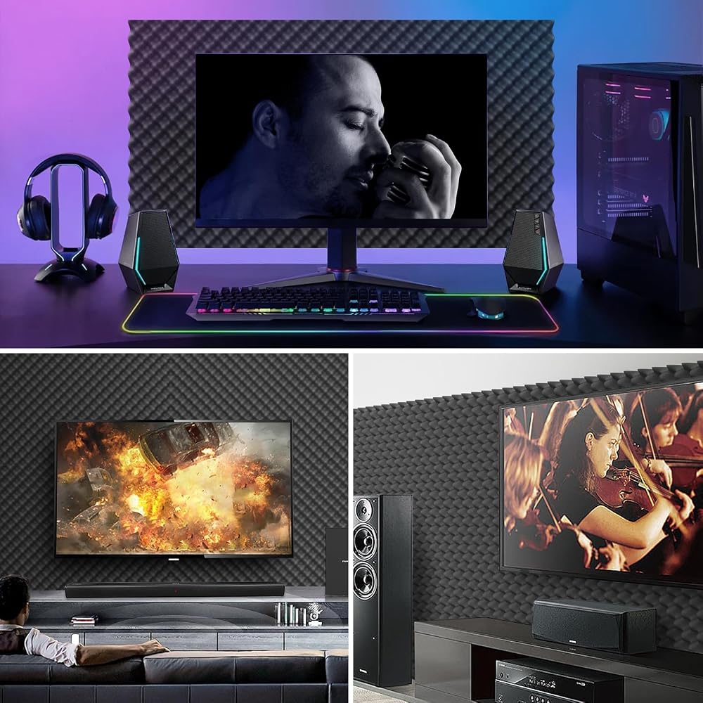 6 Pack 1.5"X12"X12" Acoustic Foam, Sound Proof Egg Crate Foam(Most Soundproofing Design), Upgraded Acoustic Panels, Fire-Retardent Sound Proof Foam Panels for Walls, Doors, Sound Foam Made by WVOVW