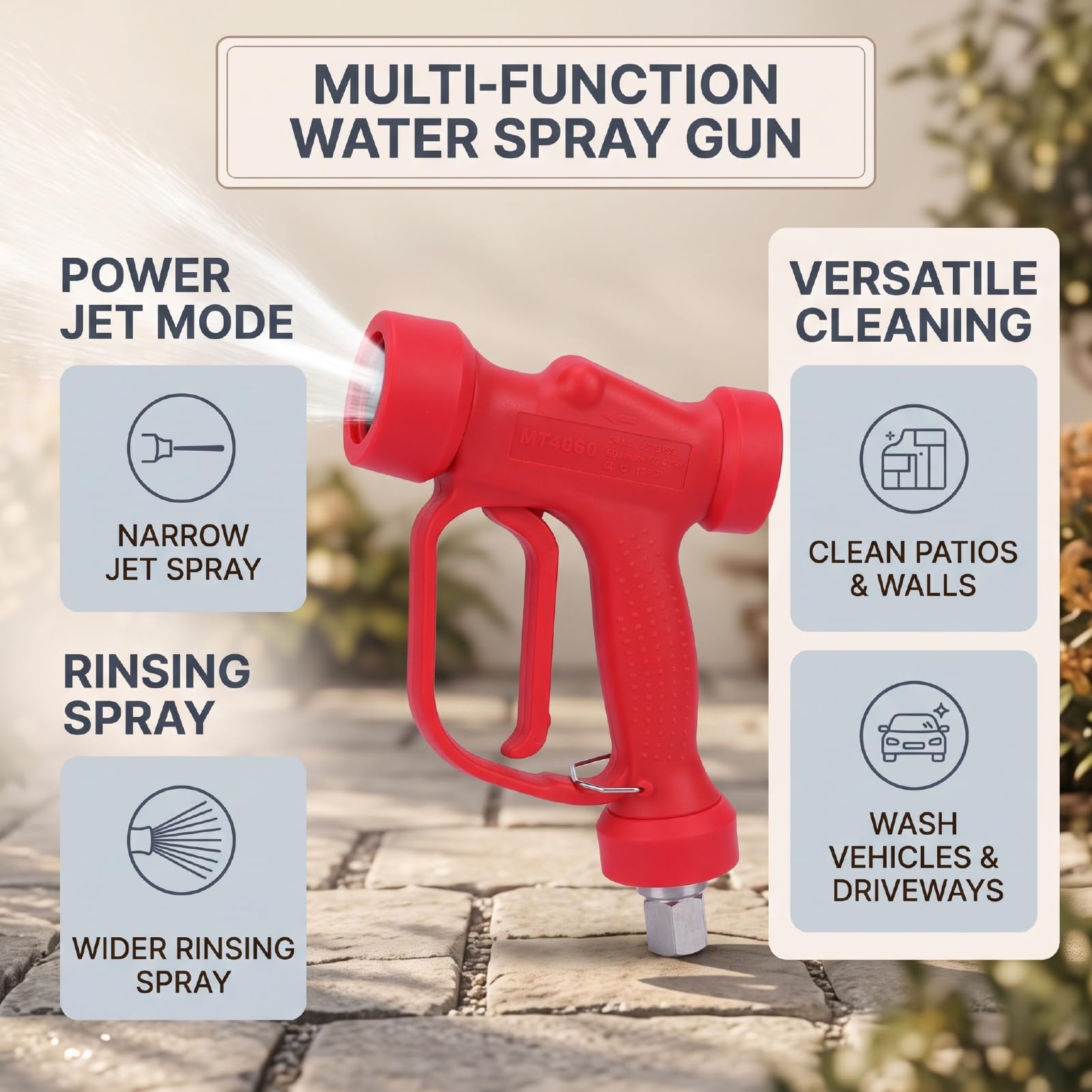 Pistola de Agua Blanda 350 PSI 16 GPM Media Pulgada Acero