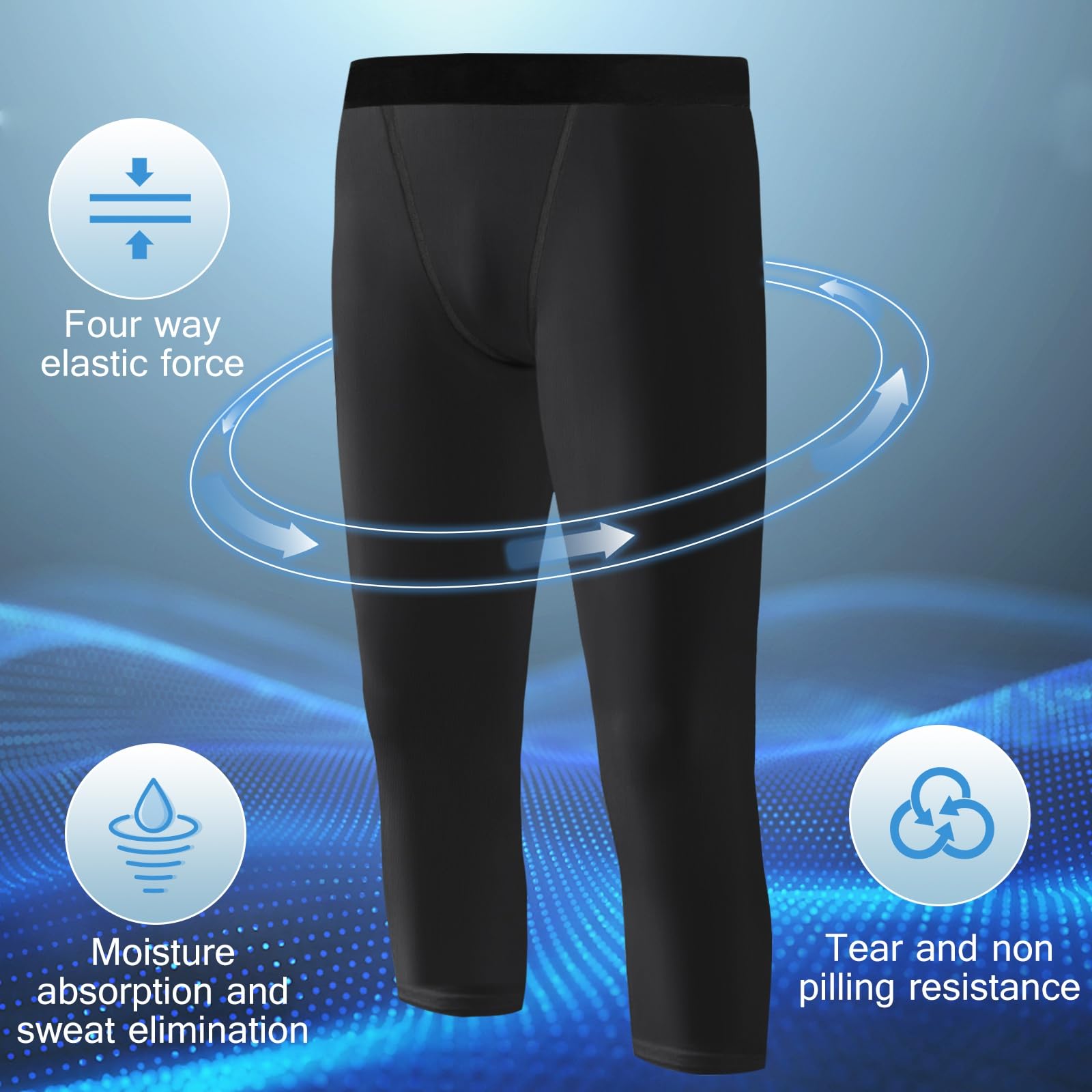 Hotfiary 2 Pack Pantalones de Compresión para Niños, Mallas 3/4 para Baloncesto y Fútbol, Capa Base Atlética, Mallas Deportivas para Correr para 6-14 Años, Secado Rápido y Transpirable