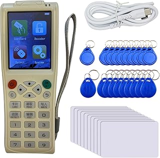 WiFi Full Decode NFC RFID Reader Copier Writer Duplicator for IC ID HID Cards,10 ID T5577 White Cards+10 T5577 Blue Key Fobs 125KHZ +10 13.56MHz UID Blue Key Tags
