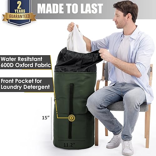 Miniatura 2 de Ãzhido Bolsa de lavandería extra grande resistente, bolsa de lavandería de 115 L, bolsa de lavandería resistente con correas, bolsa de lavandería