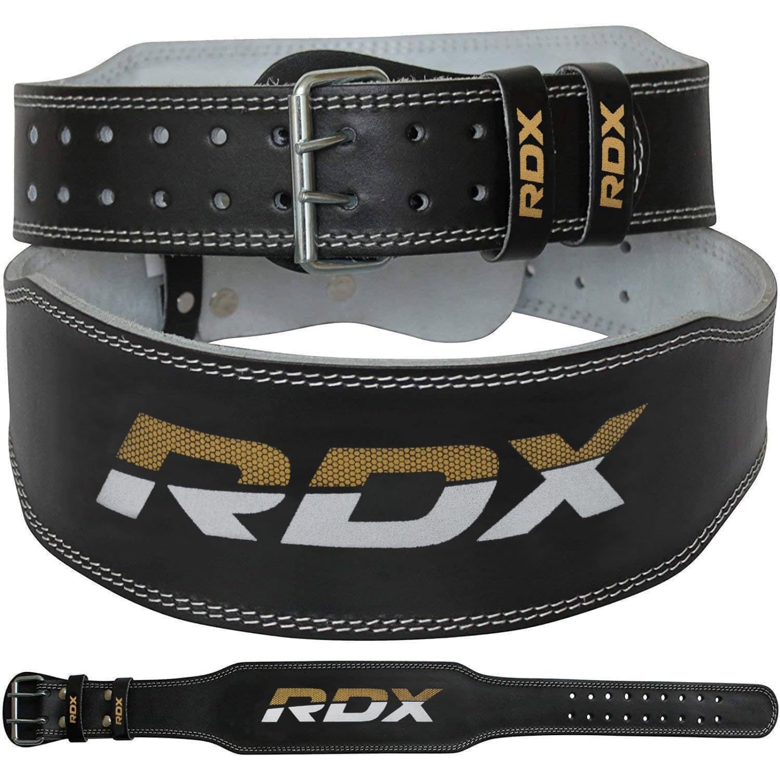 RDX Weight Lifting Belt WBS-4RB Muscle Training Power Belt Leather Genuine Leather Cowhide Black Adult Men Women