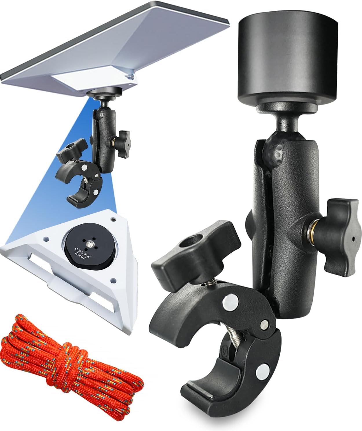 [2025 New Version] Starlink Mini Mount Adjustable Clamp RV Ladder Roof Rail Pole Pipe, Boat Mounting Kit (Easier Tightening with Less Force) ORLN'K Mount SM03-K2