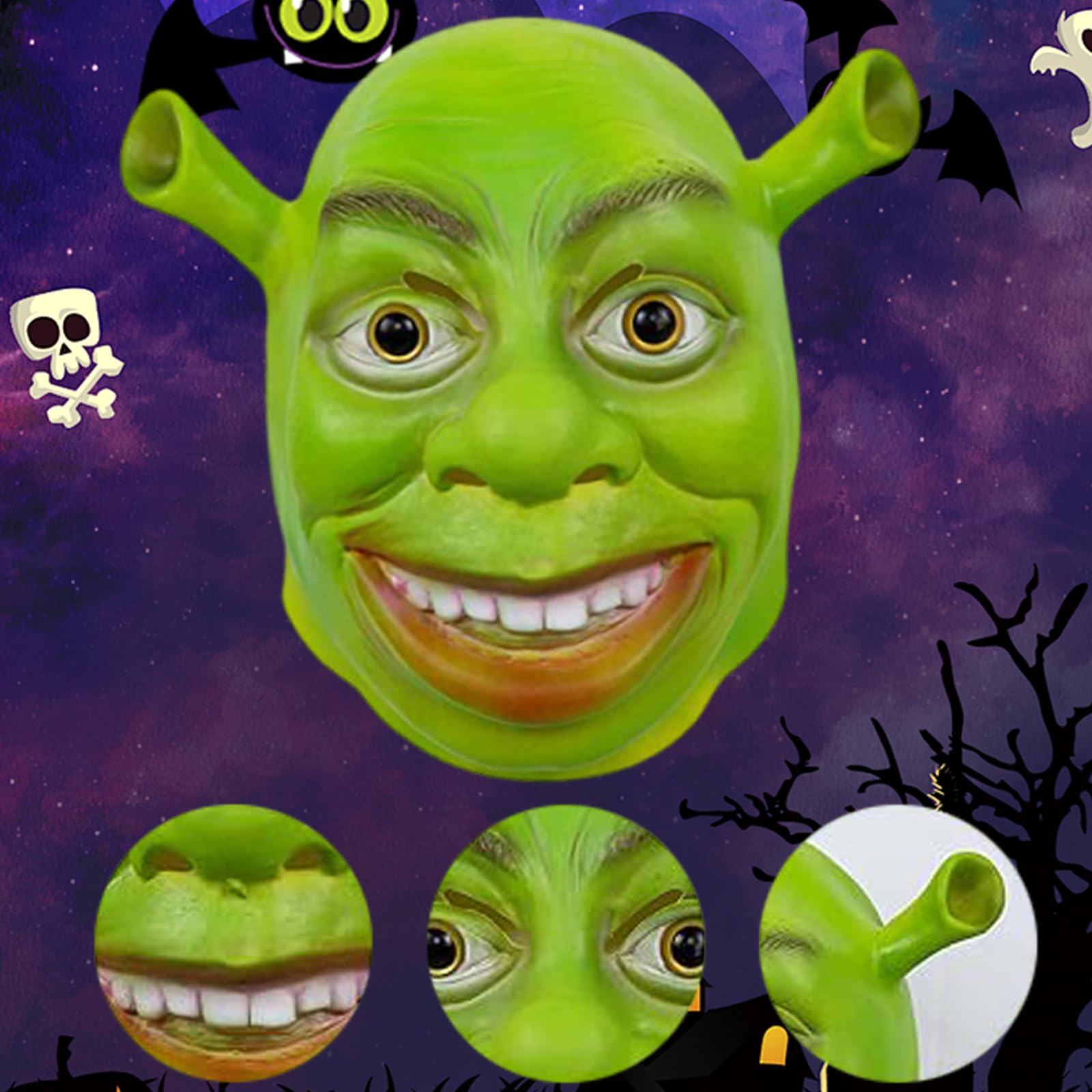 WORUIB Adult Shrek Costume Accessory, Funny Shrek Ears Mask for Cosplay & Halloween Parties, 30 cm x 30 cm - Image 3