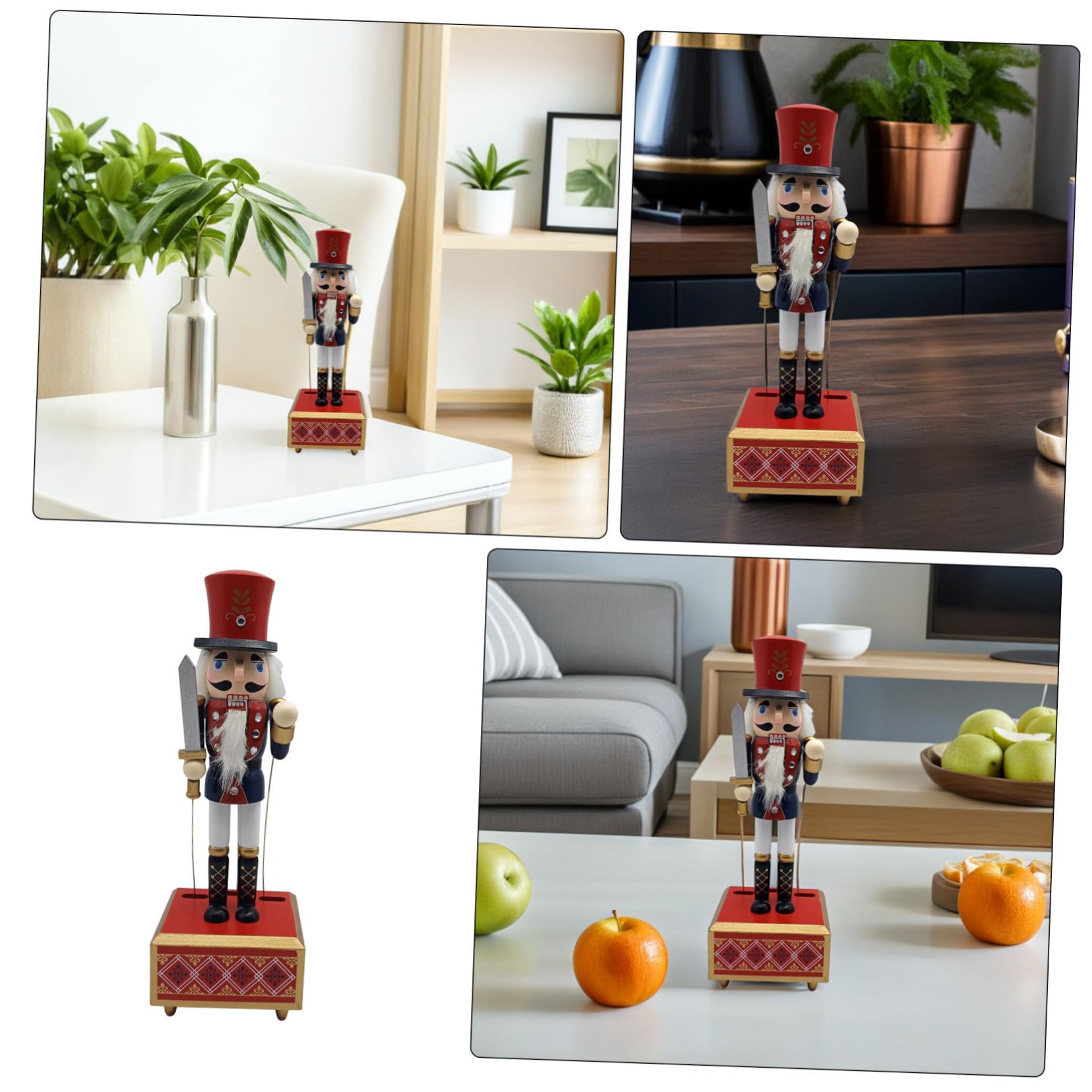 Schiaccianoci in Legno con Carillon Meccanismo Vento Soldatino Decorativo Musicale per Festa Natalizia e Decorazioni Festive