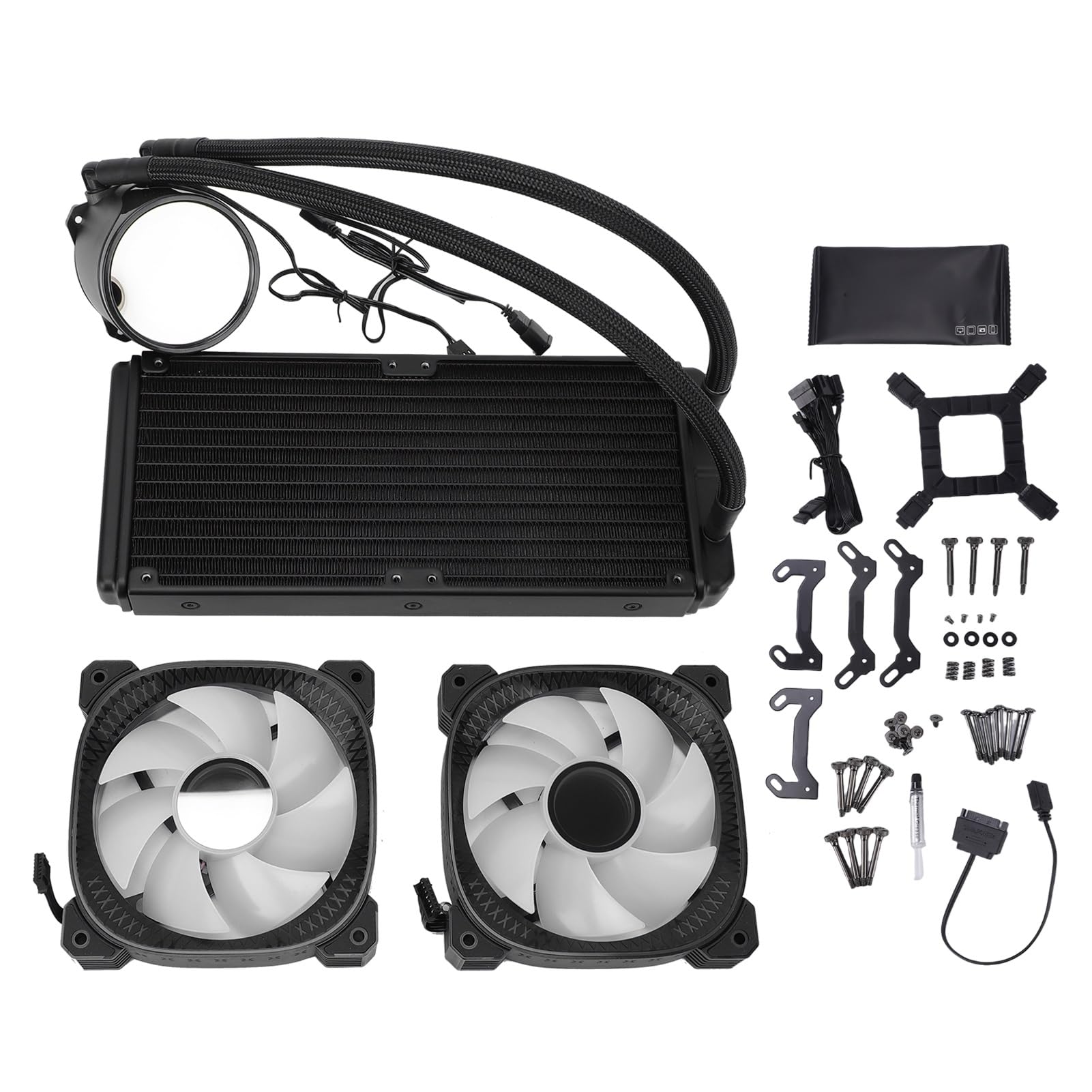 Fockety Raffreddatore CPU a Liquido ARGB, di Raffreddamento a Liquido AIO da 240 Mm con Schermo LCD da 2,2 Pollici Display della Temperatura Doppie Ventole PWM Funzionamento Silenzioso Tecnologia a
