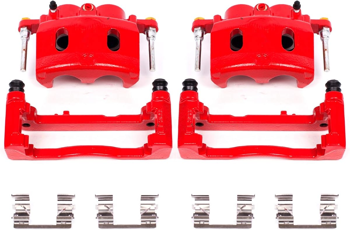 Par de pinzas de freno delanteras con recubrimiento en polvo rojo para Cadillac Escalade 2008-20 |Escalade ESV 2008-20 |Escalade EXT 2008-13 |XTS 2013-19 - Actualización de pinza de freno de alta temperatura, S4918A