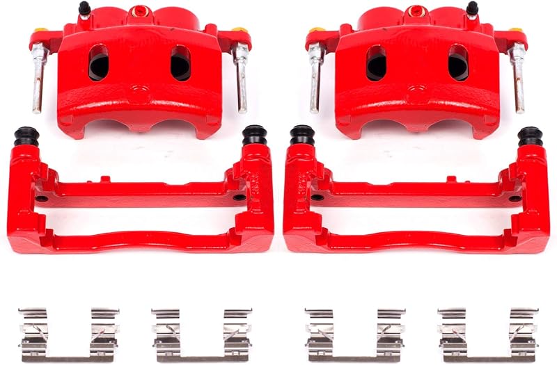 Par de pinzas de freno delanteras con recubrimiento en polvo rojo para Cadillac Escalade 2008-20 |Escalade ESV 2008-20 |Escalade EXT 2008-13 |XTS 2013-19 - Actualización de pinza de freno de alta temperatura, S4918A