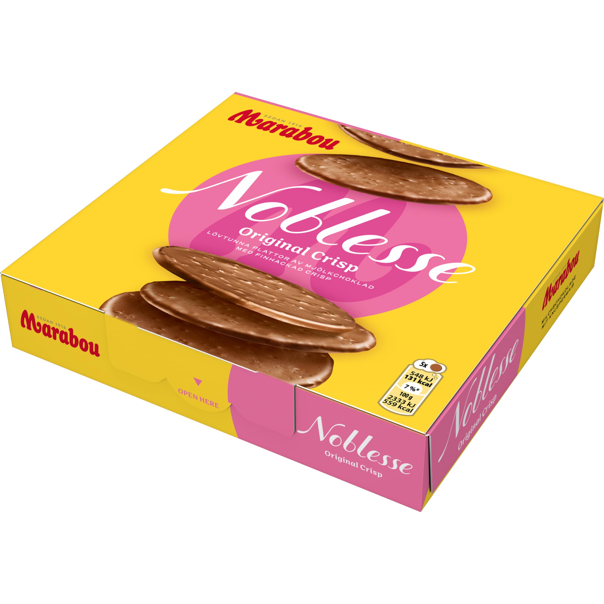 Marabou Noblesse Original, zarte Marabou-Schokolade trifft auf Knusper-Mais, Vollmilchschokolade ideal auch zum Dekorieren von Kuchen und Torten, 12 x 150 g