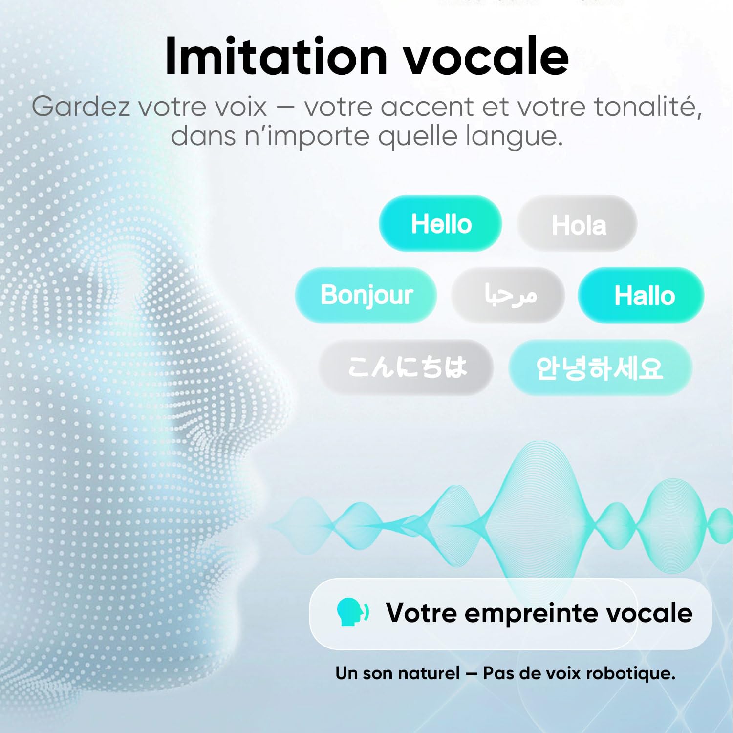 T10 Traducteur Vocal Instantané AI, Traduction Bidirectionnelle en Temps Réel avec Clonage Vocal, Précision GPT, 140+ Langues, Traduit Appels Vidéo/Whatsapp, pour Voyage, Business