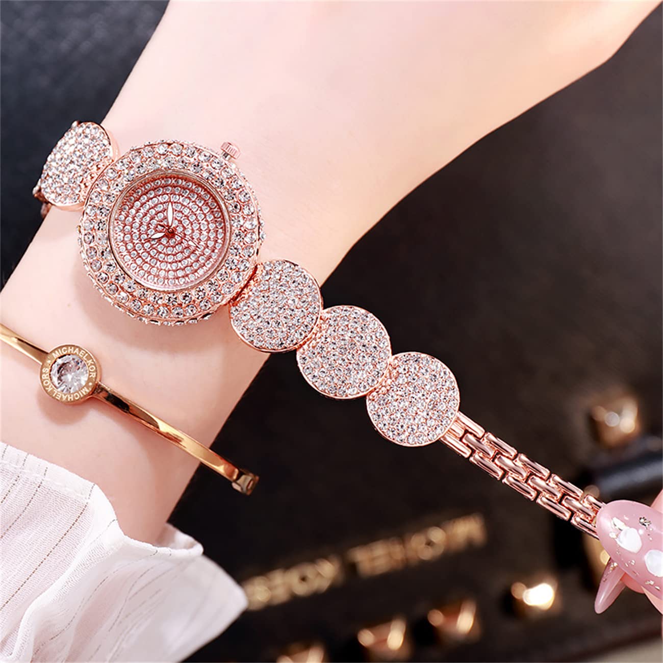 Relojes de lujo de moda para mujer, reloj de cuarzo con banda de acero, elegante reloj de pulsera femenino, regalo de 3 unidades, Reloj de cuarzo 7