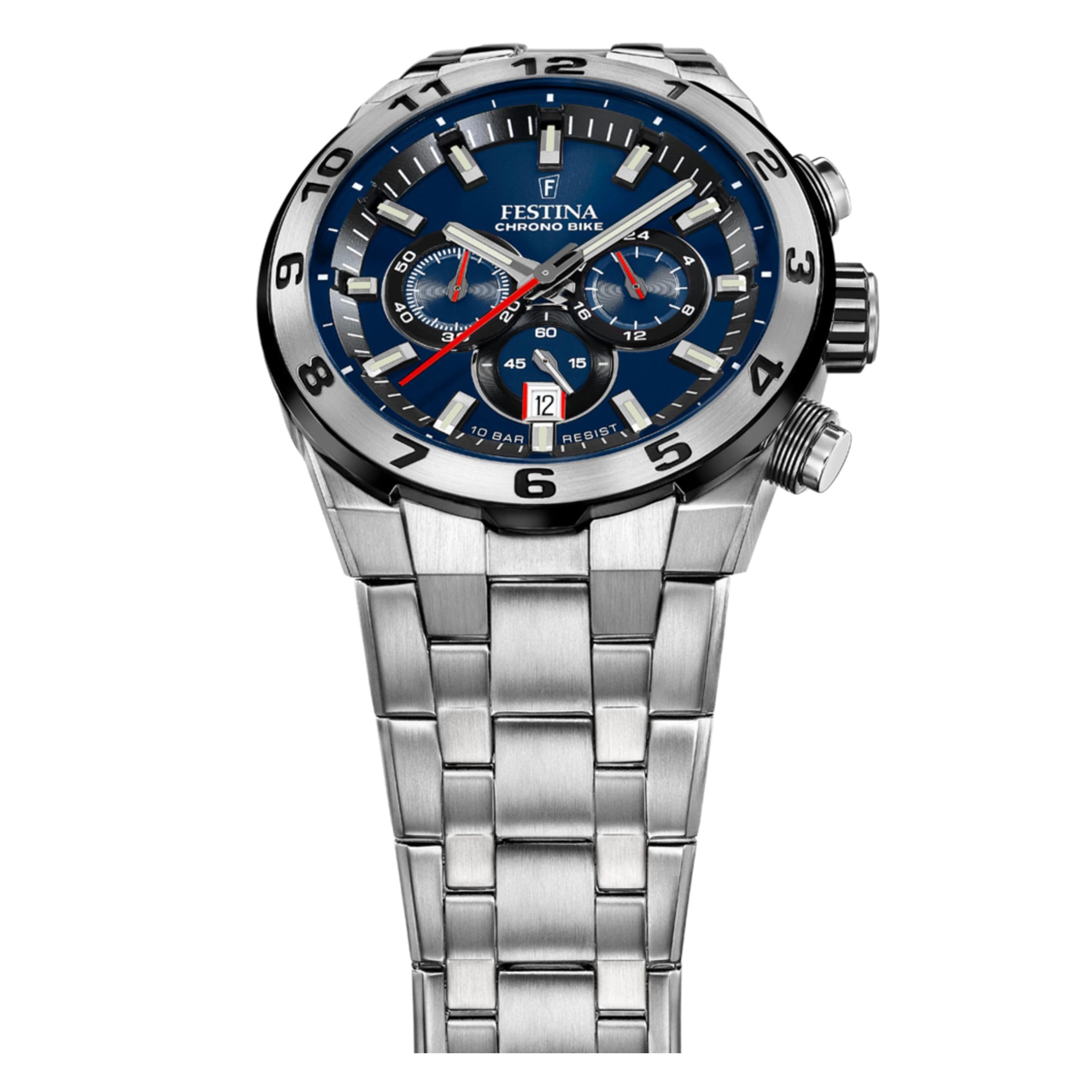 Festina Herrenuhr Analog aus Edelstahl 316l Silberfarben F20670/1 | Quarzwerk, Chronograph, Kalender, Widerstandsfähiges Mineralglas