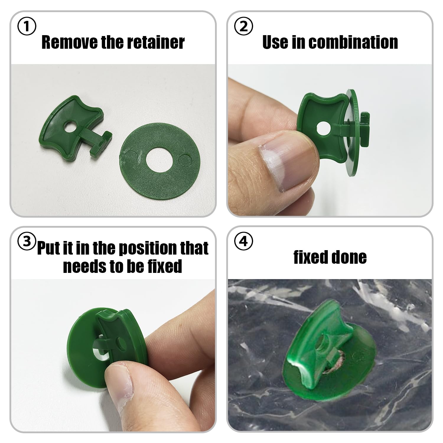 Kit Di Fissaggio Per Serra Da 300 Pezzi - Clip E Rondelle In Plastica Verde, Estensori Angolari A T E L - Per Film Isolante, Reti Antinsetto E Schermature