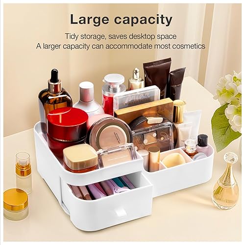 Miniatura 5 de Abiudeng Organizador de maquillaje para cosméticos con cajones, organizador de cuidado de la piel para baño para lápices labiales, joyas, cuidado de