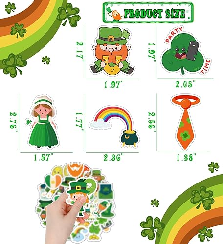 Vista 2 de Decoraciones del día de San Patricio – Calcomanías del día de San Patricio para niños, accesorios del día de San Patricio, regalos de trébol