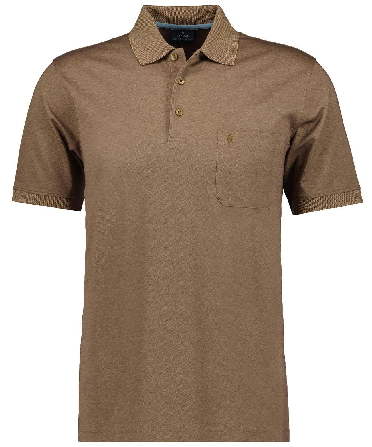 Ragman Polo de Punto Suave para Hombre con Bolsillo en el Pecho, Manga Corta, 4XL
