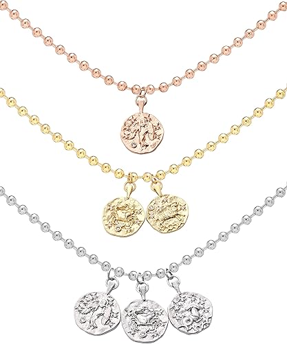 Miniatura 1 de MignonandMignon Zodiac Coin Necklace Personalized Layered Celestial Astrology Jewelry Mother's Day Gift Medallion Pendant Constellation Best Friend