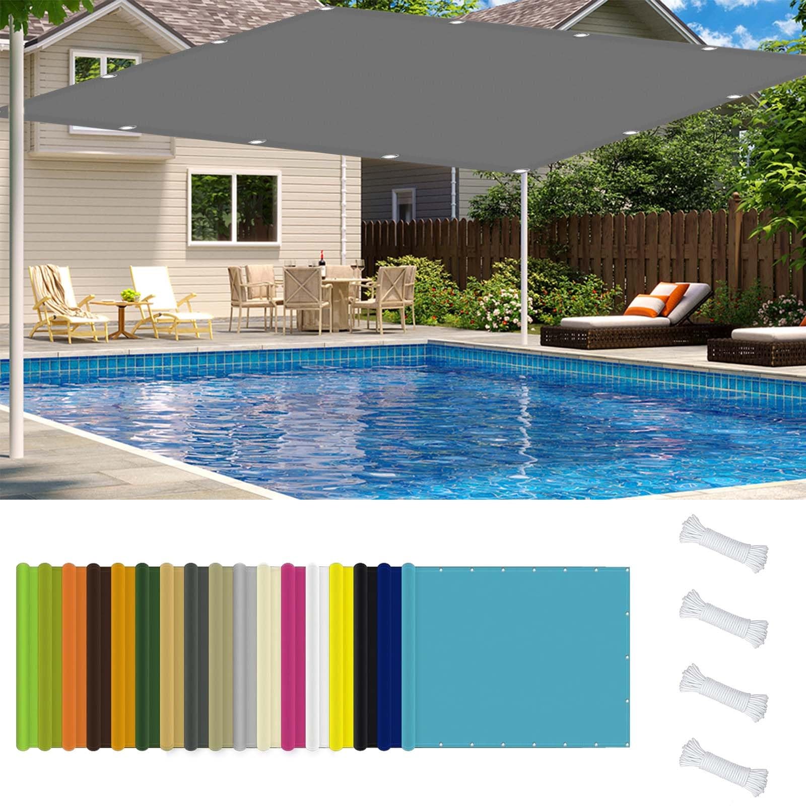 GLDYTVF Custom Awning 170x500 cm - Waterproof UV Protection 98% Tarp Shade with Eyelets & Cord for Garden & Pool - Light Grey Outdoor Canopy