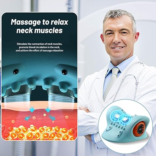 Miniatura 5 de Masajeador de cuello, masajeador de cuello, 3 modos de almohada eléctrica para el cuello y los hombros, con dispositivo de tracción cervical de