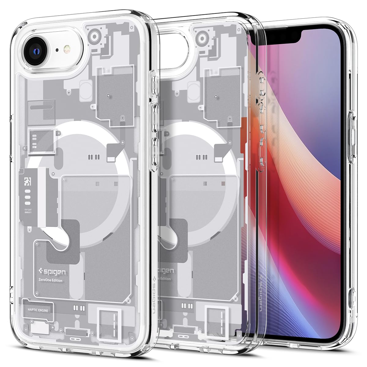 Spigen Ultra Hybrid MagFit Direct Digital Printing Case for iPhone 16e [Custom Design][Compatible with Magsafe] - Zero One White