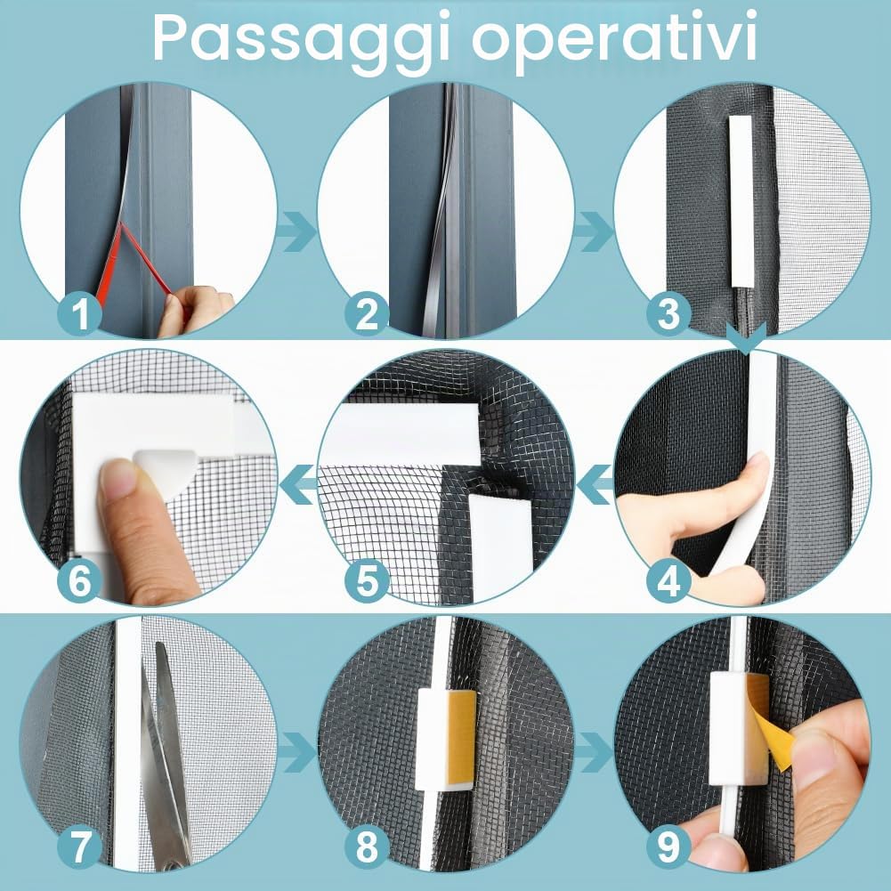 Flintronic Zanzariera Magnetica Finestra, 1.3m*1.5m-Nero | Regolabile Fai-Da-Te per Magnetica Finestre, per Tenere Fuori Insetti, Mosche e Zanzare, Installare Senza Forare