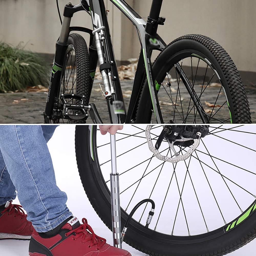 Tragbare Fahrrad-Bodenpumpe Mini-Fahrrad-Handpumpe Vertikaler Basketball-Fußball-Schlauch mit Barometer Kleine tragbare leichte Hochdruck-Universal-Fahrradpumpe