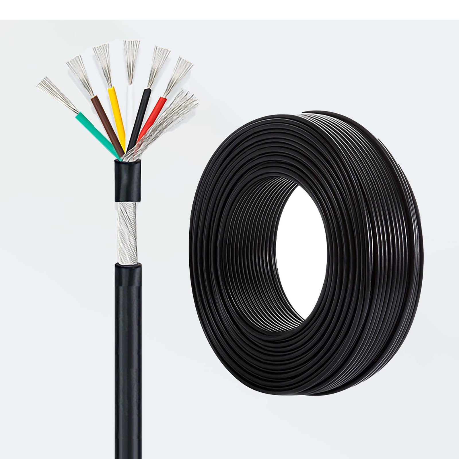 Câble blindé UL2547 24AWG à 6 conducteurs en cuivre étamé flexible de 160ft