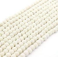 Vista 3 de Cuentas de lava redondas blancas de 0.472 in para la fabricación de joyas, piedra semipreciosa, piedra de dragón, cuentas de piedras preciosas