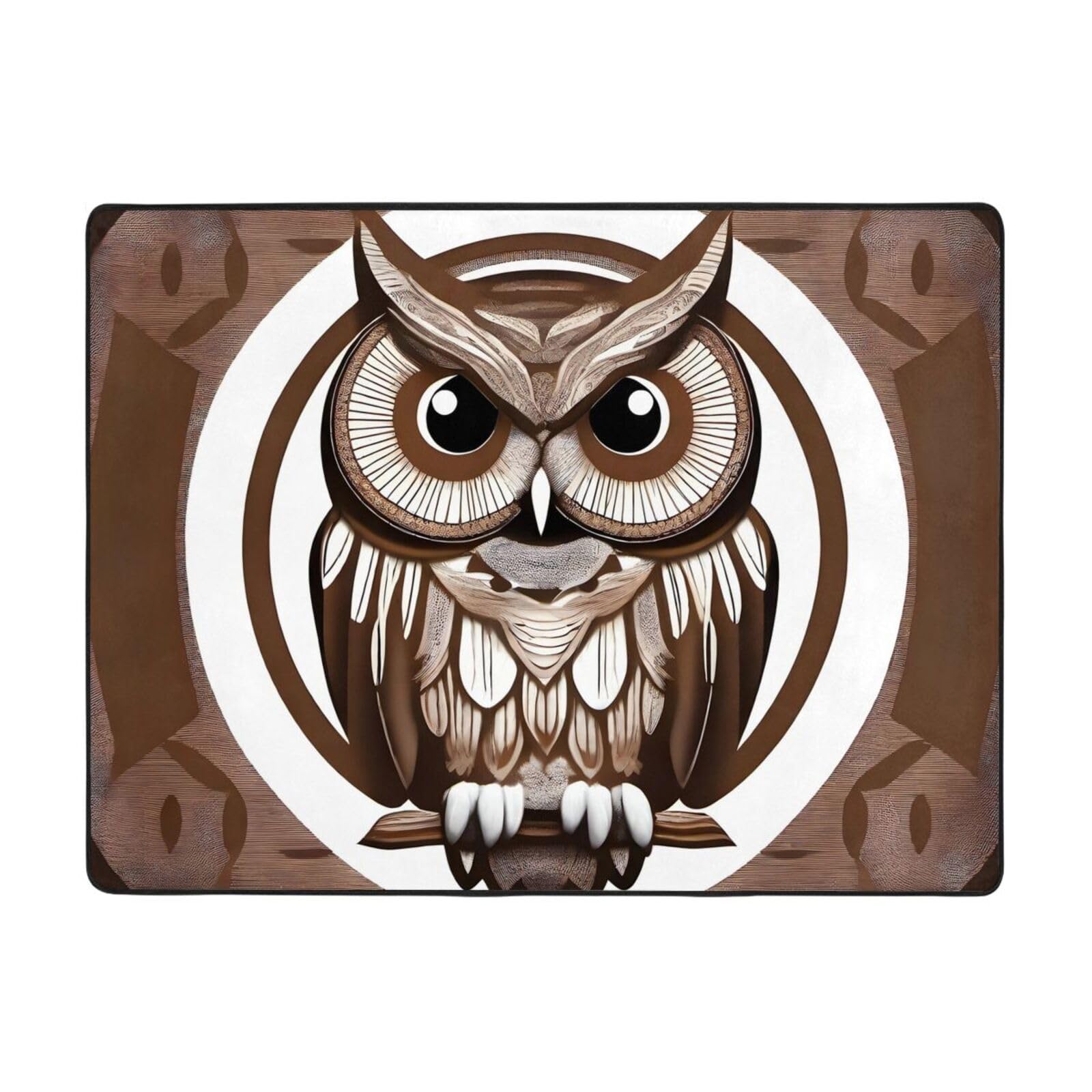 WZYWHJ Area Rugs,Living Room Floor Mats Runner Rug Non-Skip Nursery Mat Playing Carpet 63 x 48 inch Cartoon Owl Picture