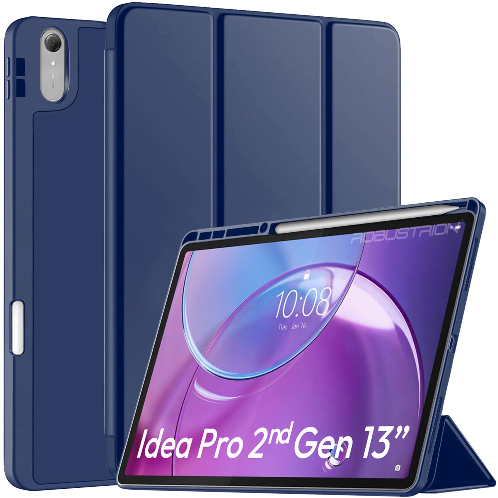 Robustrion Case for Lenovo Idea Tab Pro 2nd Gen 13 inch Cover Case with [Pencil Holder] [Soft Flexible Case] for Lenovo Idea Tab Pro Gen 2 Cover Case 13 inch [Auto Sleep Wake Support] - Navy-image-8