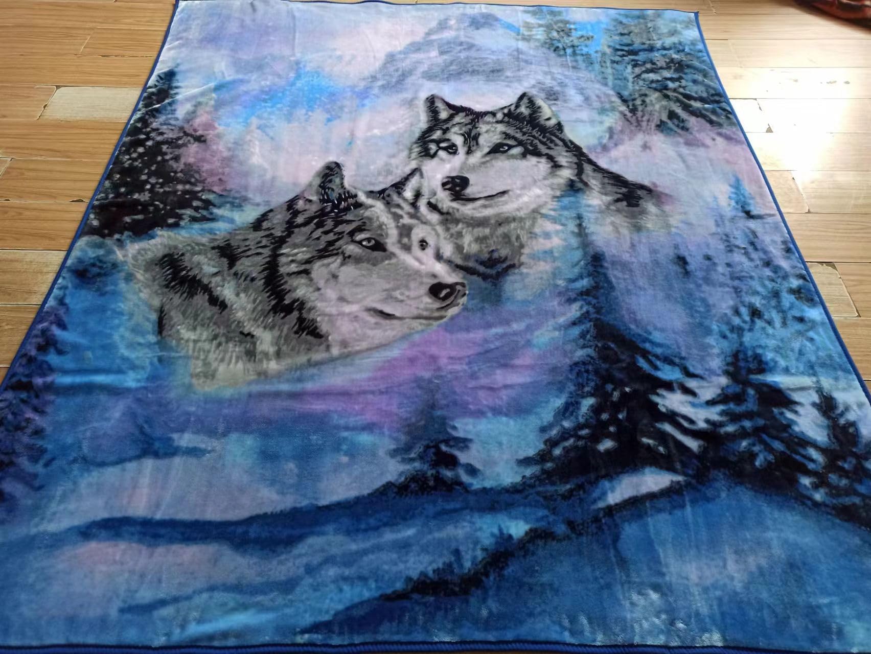 Amberlinnen Ltd Multicoloured Luxury 3D White Wolf Animal Print Faux Fur Blanket Sofa Bed Throw Warm And Cosy Blanket Suitable For Double And King Bed (200Cm X 240Cm)