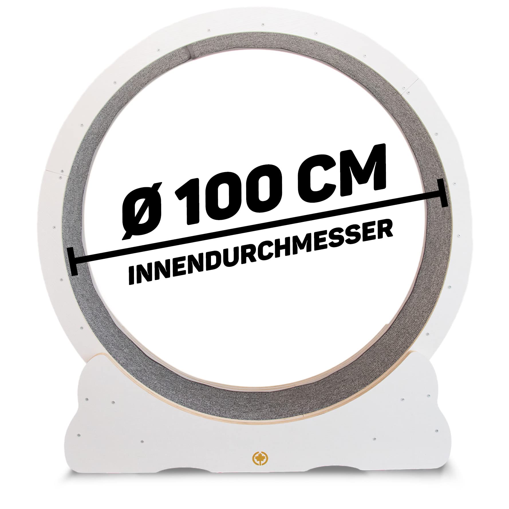 CanadianCat Company | Katzenlaufrad aus Holz - CatInMotion - Spiel- & Traininggerät für Katzen | Bausatz Weiß - L Ø100cm | 110 x 36,5 x 115 cm