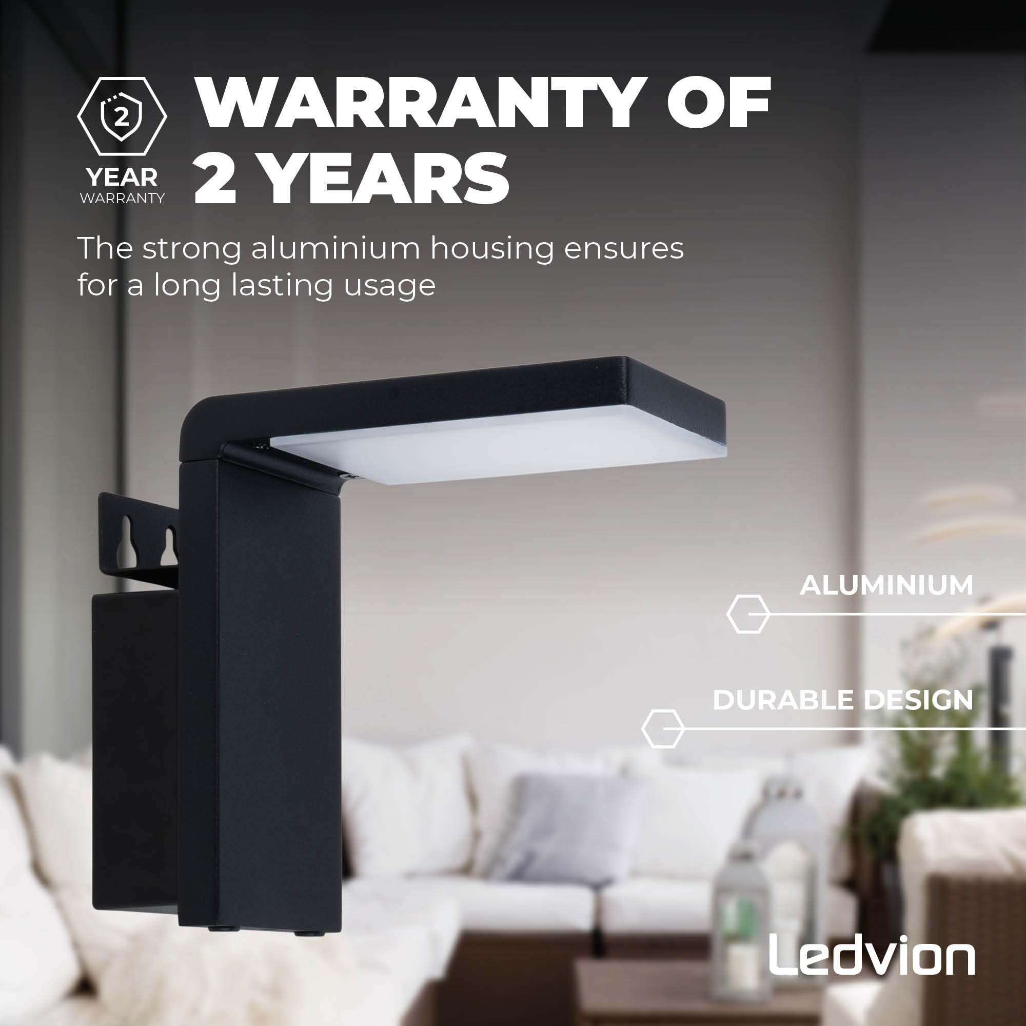 Ledvion - LED Solar Wall Lamp WhiteMotion Sensor, Downlight, Black, IP44, Solar Energy, 0.5W, 3000K, Rectangle - Image 4