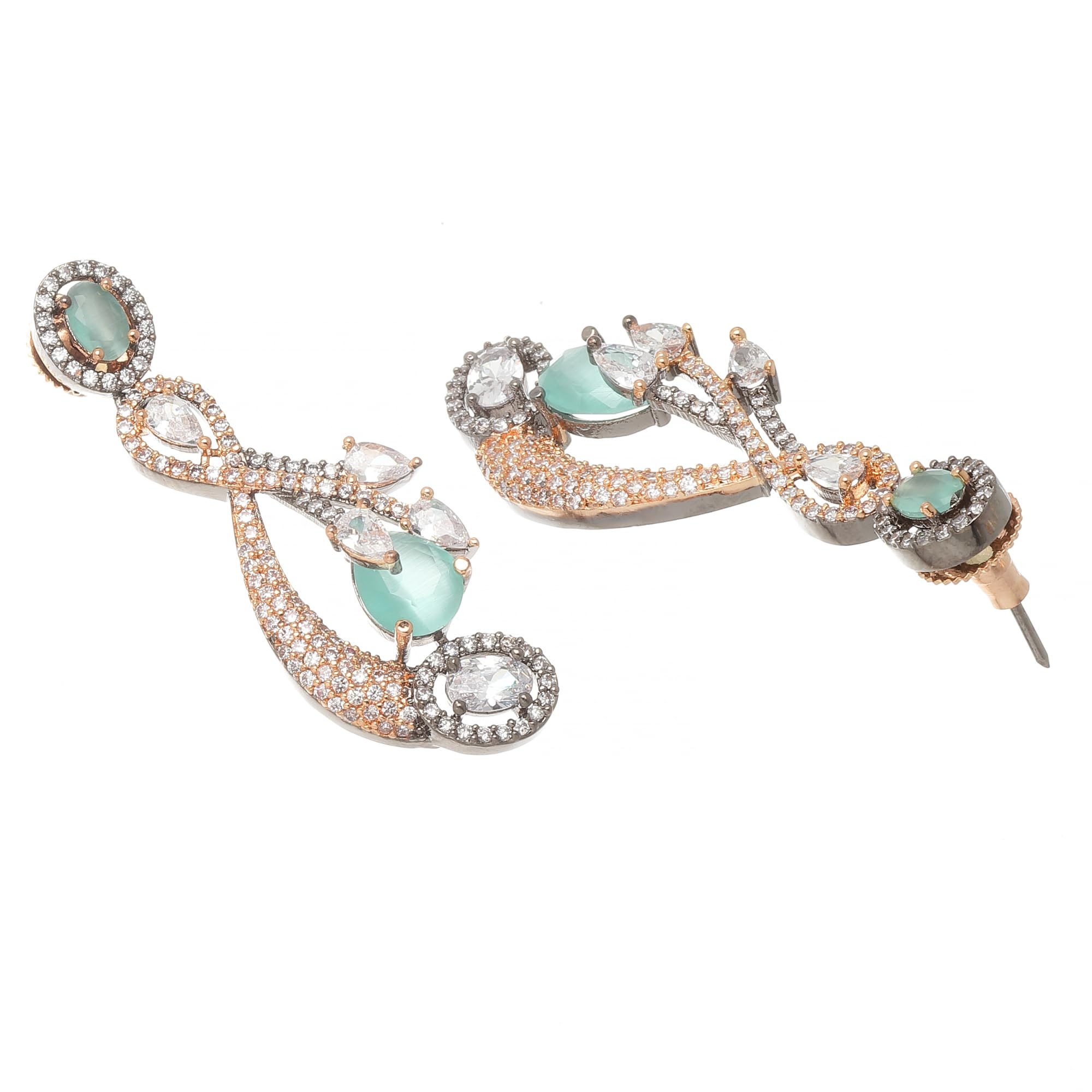 Rhodium-Plated Quirky Drop Earrings with American Diamond
