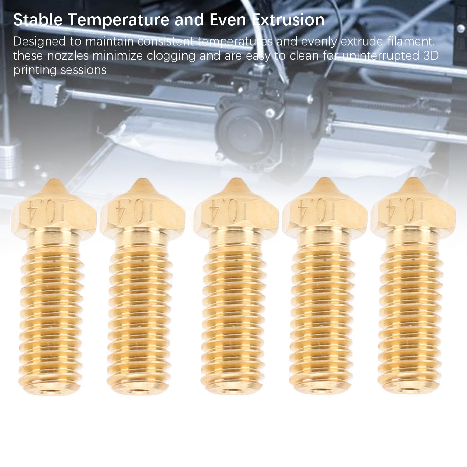5pcs 0,4 Mm Messingdüsenkit für QIDI X-PLUS3/X-MAX3/X-SMART3/Q1 Pro, CNC Precise Machined Hotend-Düsen, Hochgeschwindigkeitsdruck für PLA/ABS/PETG/TPU/PC, Anti-Clog-Design