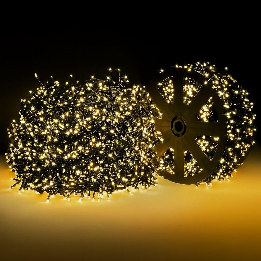 Generico Catena luminosa natalizia con 4000 led 100mt di catena 36V cavo verde ideale per illuminare a Natale spazi esterno interno albero e balconi con 8 modalita' di luce, timer (Luce calda)