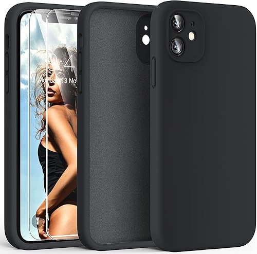 Miniatura 1 de HATOSHI Funda para iPhone 11, protección completa mejorada de lente de cámara con 2 protectores de pantalla, silicona líquida ultra delgada con