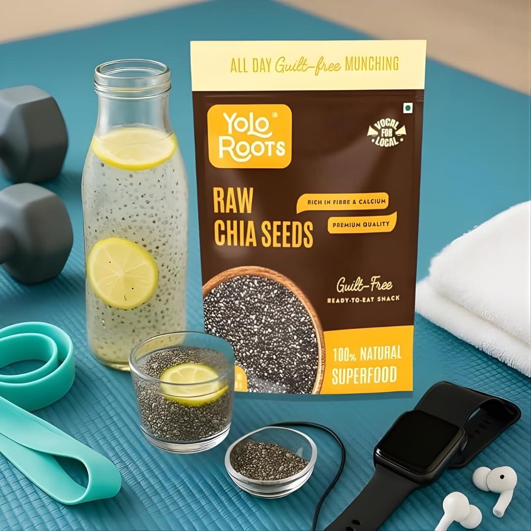Yolo Roots Choco Crunchy Muesli 400g & Raw Chia Seeds 200g Combo, No Added Sugar, High Fiber Breakfast Cereal & Superfood Seeds, Omega-3 Rich, Healthy Snack with Oats, Nuts & Seeds, Energy Food (Pack of 2) 1
